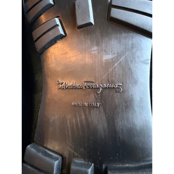 Salvatore Ferragamo Gitano Single Gancia Black Genuine Leather Loafer Men Sz 13 - Picture 9 of 12